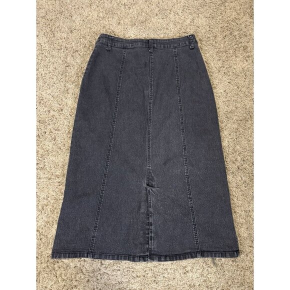 Christopher & Banks Gray Denim Midi Skirt Long Boho Beach Coastal Preppy Sz 10 - Picture 2 of 8